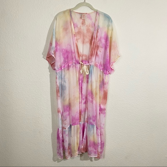 Sz: XXL/XXXL (2X-3X) Dark Leopard Print & Tie-Dye Multi-Color Swim Cover Kimonos - Picture 9 of 14